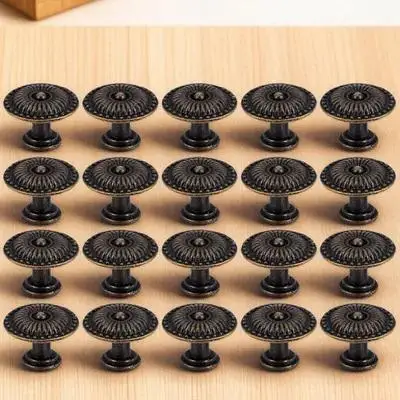 

20 set Alloy Round Drawer Handles Retro Jewelry Box Knobs Durable Cabinet Pulls Simple Door Knobs For Dresser Cupboard Decor
