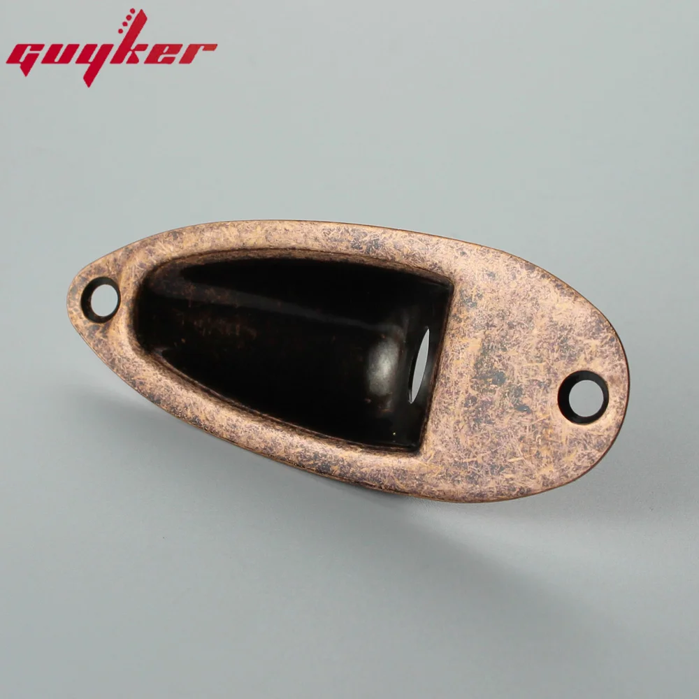 1 Piece Oval Curved Metal Jack Plate Jackplate Bronze for Electric Guitar Bass