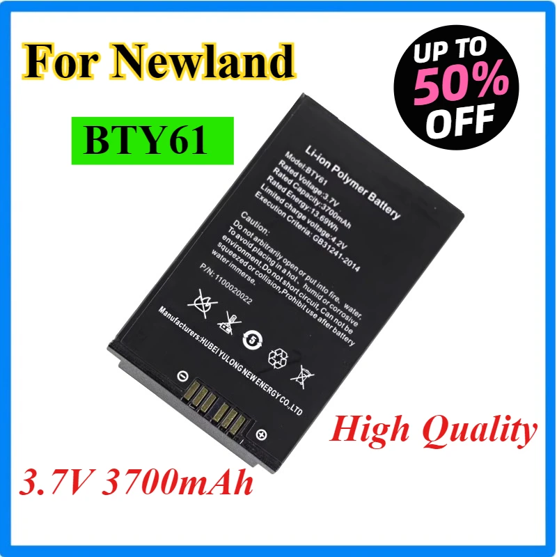 100% New 3.7V 3700mAh Barcode Scanner Battery BTY61 for Newland MT66, MT60, MT60E, MT60H, MT6550, MT6550 Pro