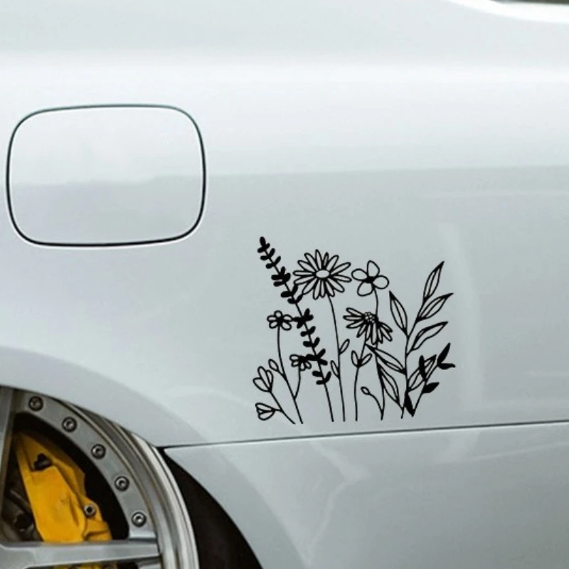 1pc  Auto Trunk Bumper Vinyl Decals Waterproof DIY Campervan Windows Durable Decor Camping Plant Wild Flowers Car Stickers view 5