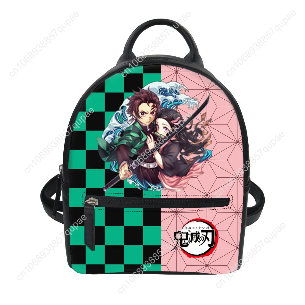 Anime Demon Slayer Backpack Purse Tanjirou Nezuko Carter Schoolbags Double Shoulder Bag Mini Daypack Leather Travel Bag - Image 4