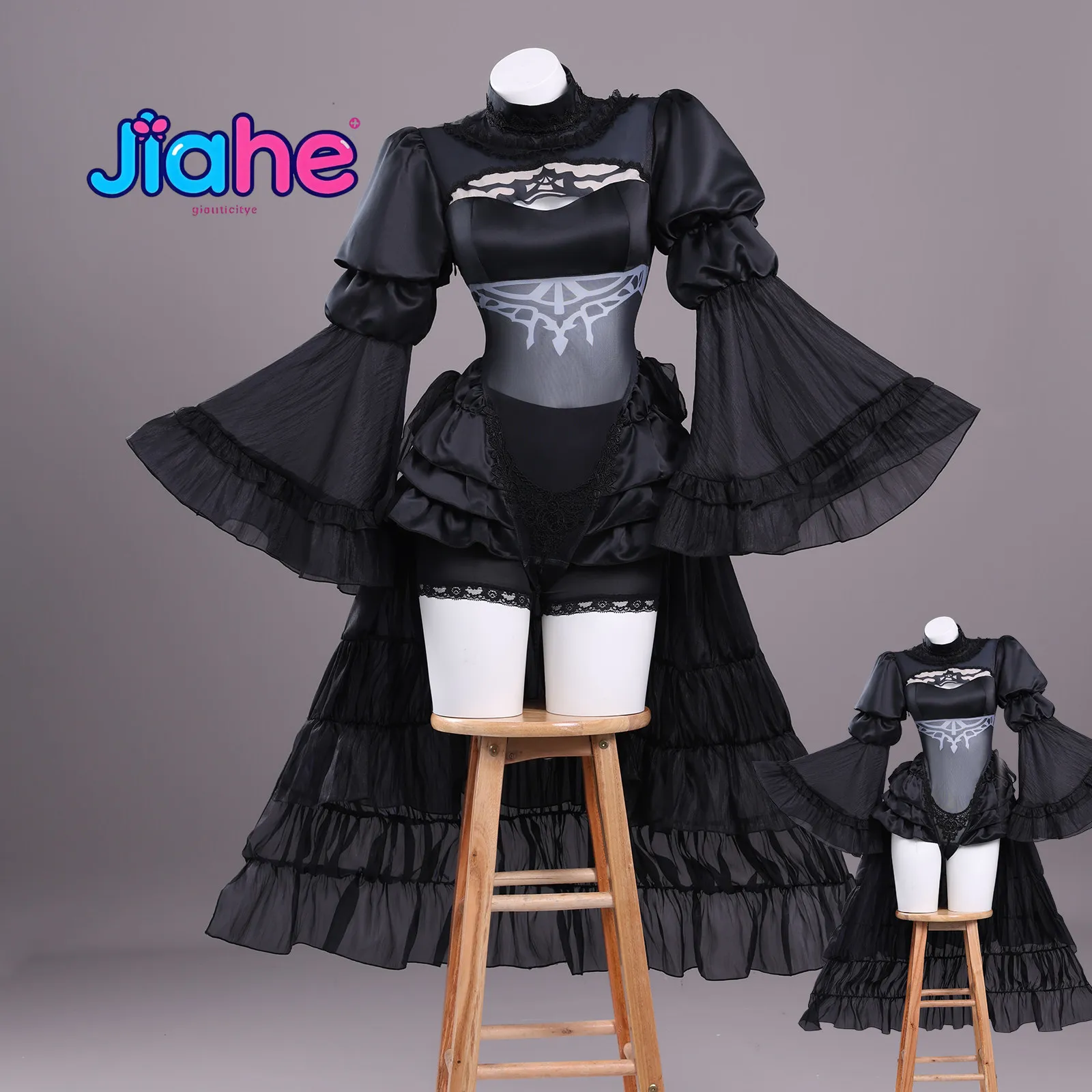 

YoRHa No. 2 Type B Game NieR:Automata Cosplay Costume Woman Sexy Gothic Black Wedding Dress Halloween Carnival New Uniform