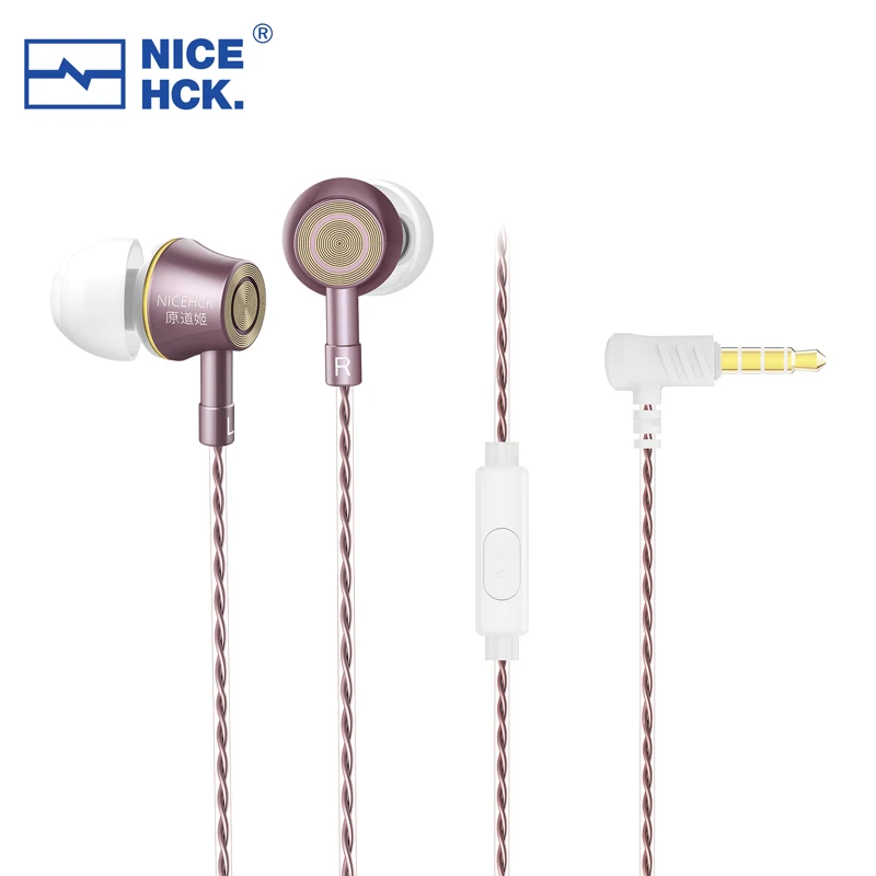 NiceHCK YD520 3.5mm HIFI Wired Earbud 10mm PET Dynamic Driver Music In Ear Earphone Balanced Vocal Headset HD Microphone IEM