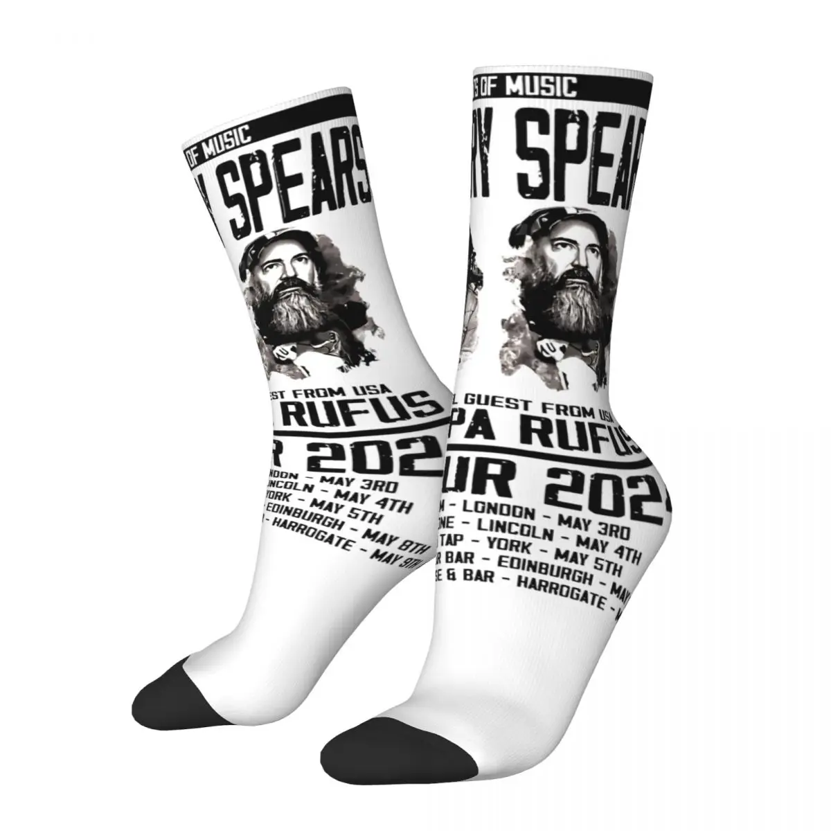 Crazy Design Unisex UK TOUR 2024 Mr Barry Spears & Grandpa Rufus Crew Socks Merch Soccer Socks Super Soft Best Gifts