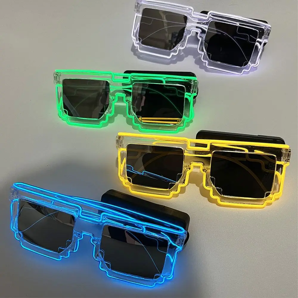 New Plastic Mosaic Luminous Glasses Wireless Party Supplies LED Fluorescent Sunglasses Fun Neon Glasses