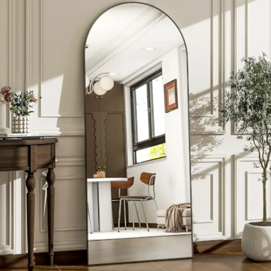 

57" x 20" Arched Full Length Mirror - Wall Mounted/Floor Mirror Aluminum Alloy Frame Full Body Mirrors for Bathroom Living Room