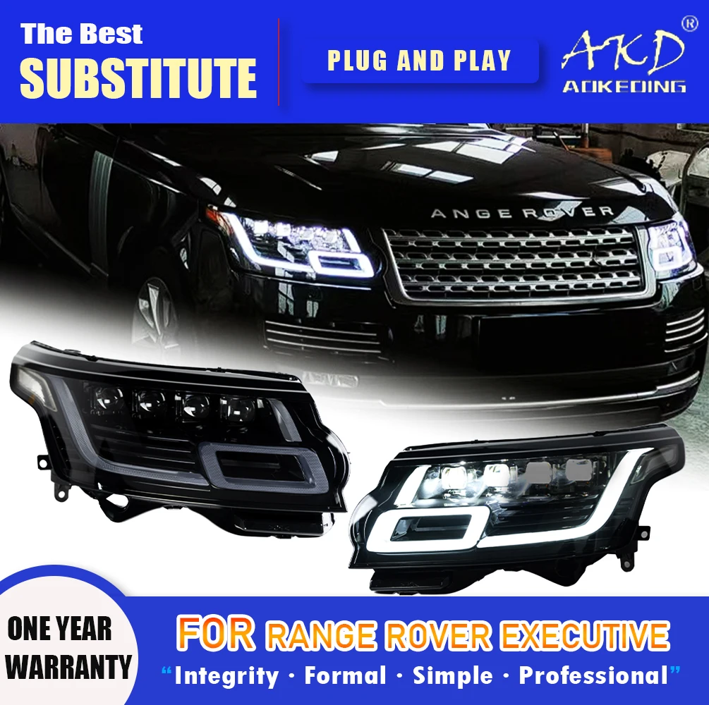 AKD Head Lamp for Range Rover Executive LED Headlights 2013-2017 Range Rover DRL Turn Signal High Beam Angel Eye Projector Lens