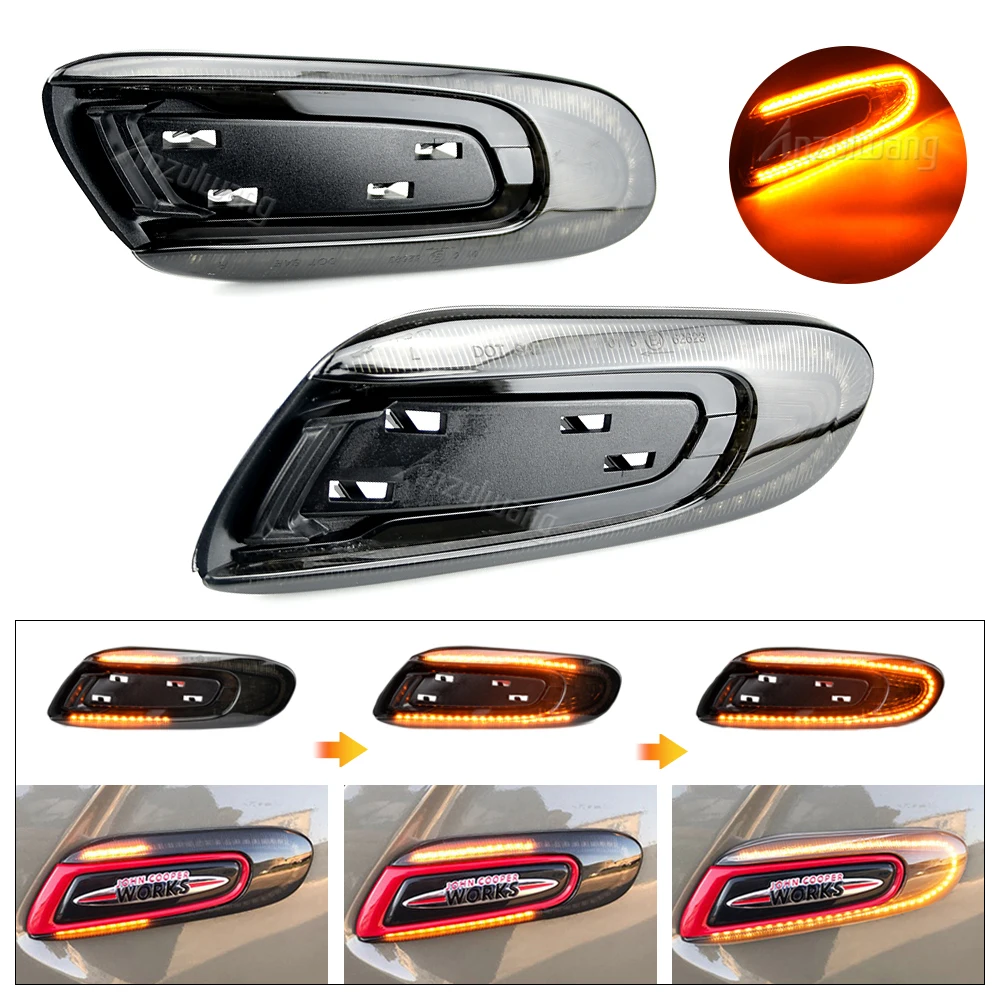 

2Pcs For Mini Cooper One F55 F56 F57 Dynamic Sequential LED Fender Marker Light Side Marker Lamp Indicator Turn Signal Light