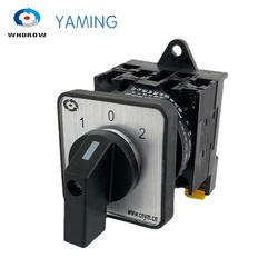 Rotary Cam Switch DIN Rail Mounting 3 Position 2 Poles 690V 20A Selector Changeover Control Circuit Dual Power YMW42-20/2