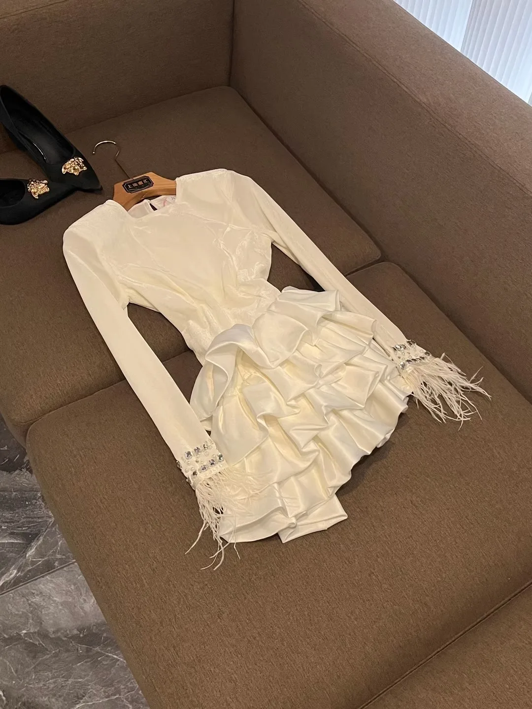 セクシーなハイウエスト、またはドクターロングスカート、タッセルディテールデザイン、Aラインスカート、若い女性向け、都会通勤、ダブルボタン留め