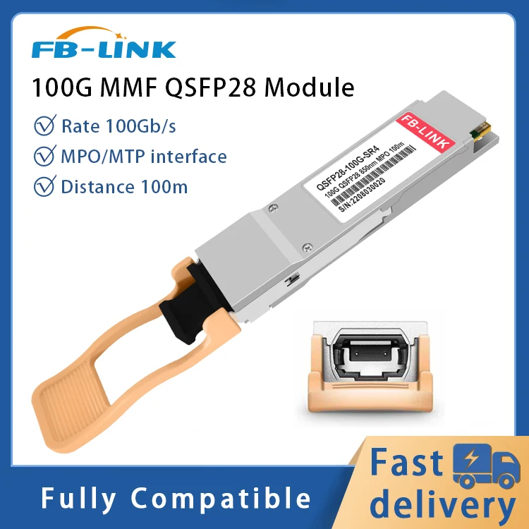 

100G SR4 MPO/MTP 100m 850nm QSFP28 MMF GBIC Transceiver Fiber optic Module for Cisco Mellanox huawei Ethernet switch