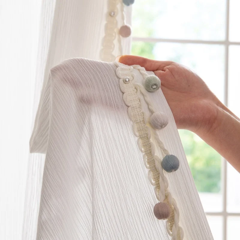 

QGVLish 6M/lot Wood Balls Curtain Tassel Fringe Lace Trims DIY Sofa Stage Valance Edge Lace Ribbon Belt Curtain Accessories