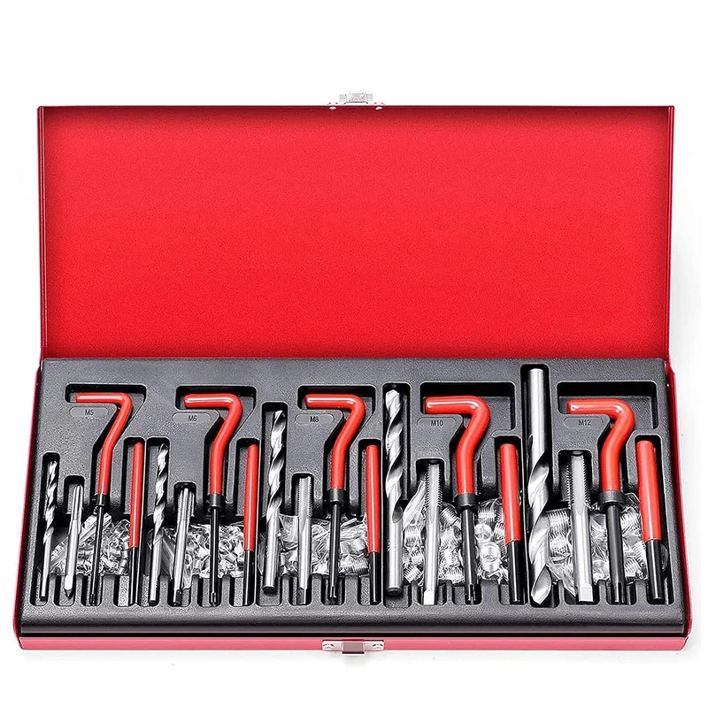 131 PCS Metric Thread Repair Tool Kit Helicoil Thread Repair Set for Engine M5 M6 M8 M10 M12 Internal Screw Holes