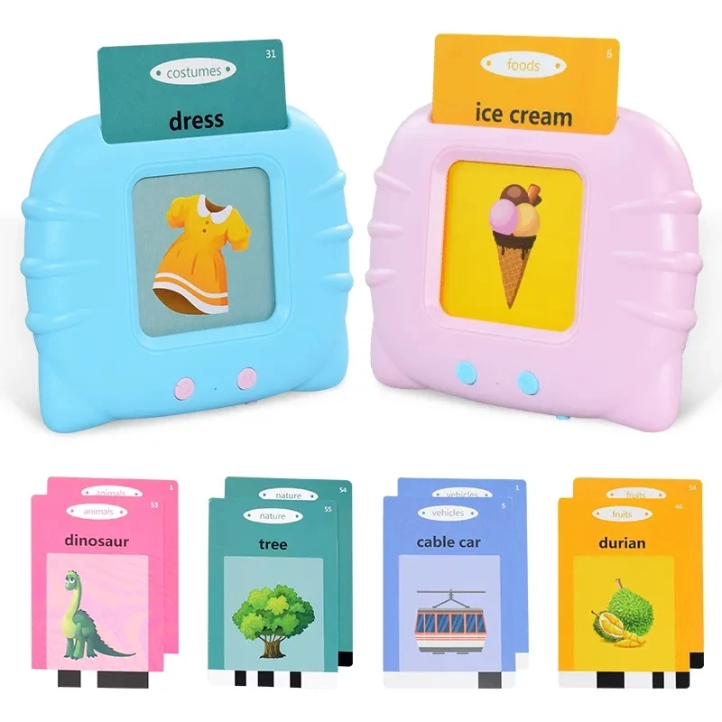 Flash Card Reading Machine Kids Learning English Educational Audio Electronic Card Book Montessori Language Toy for Home School