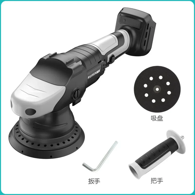 21V Cordless DA Polisher Car Beauty Vibration Polisher Rechargeable Eccentric Machine Home Lithium Battery Waxing Machine