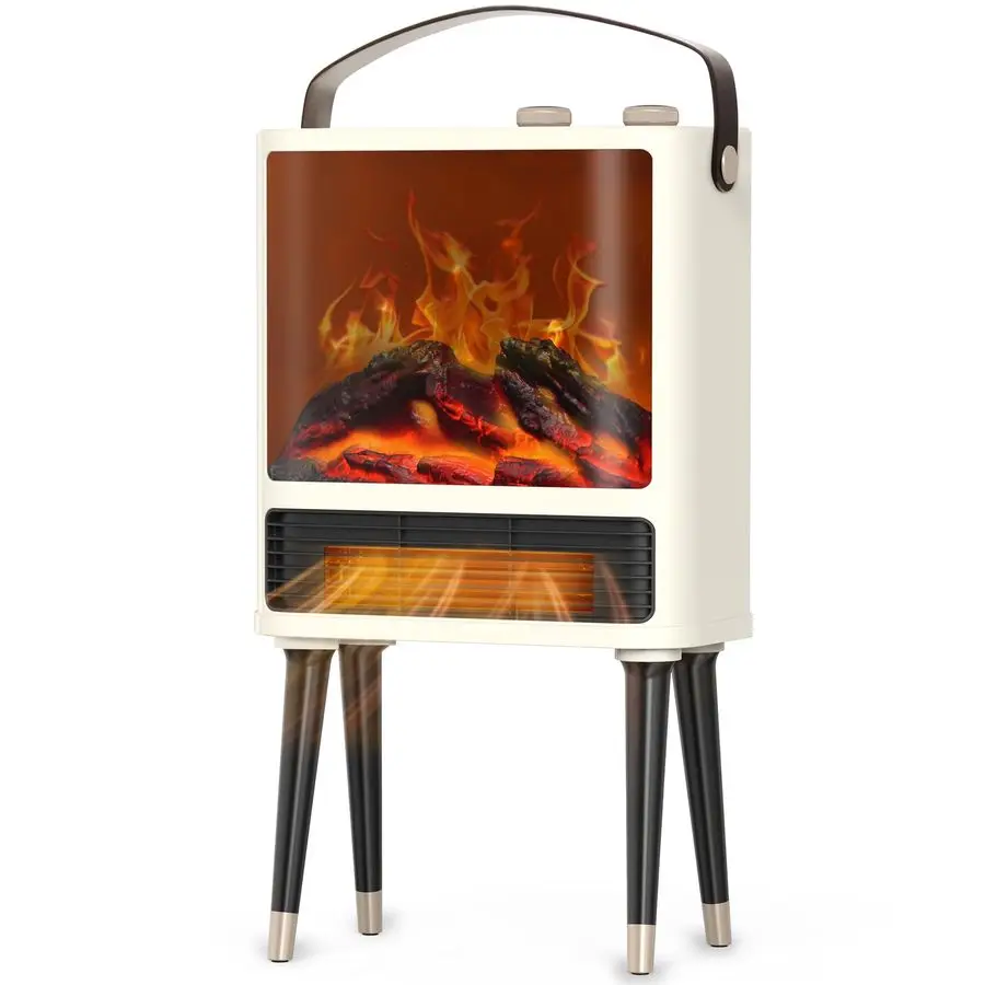 

Fireplace Space Heater for Indoor Use, 1500W Freestanding Electric Heater with Realistic 3D LED Flame, 3 Modes, Overheating Tip