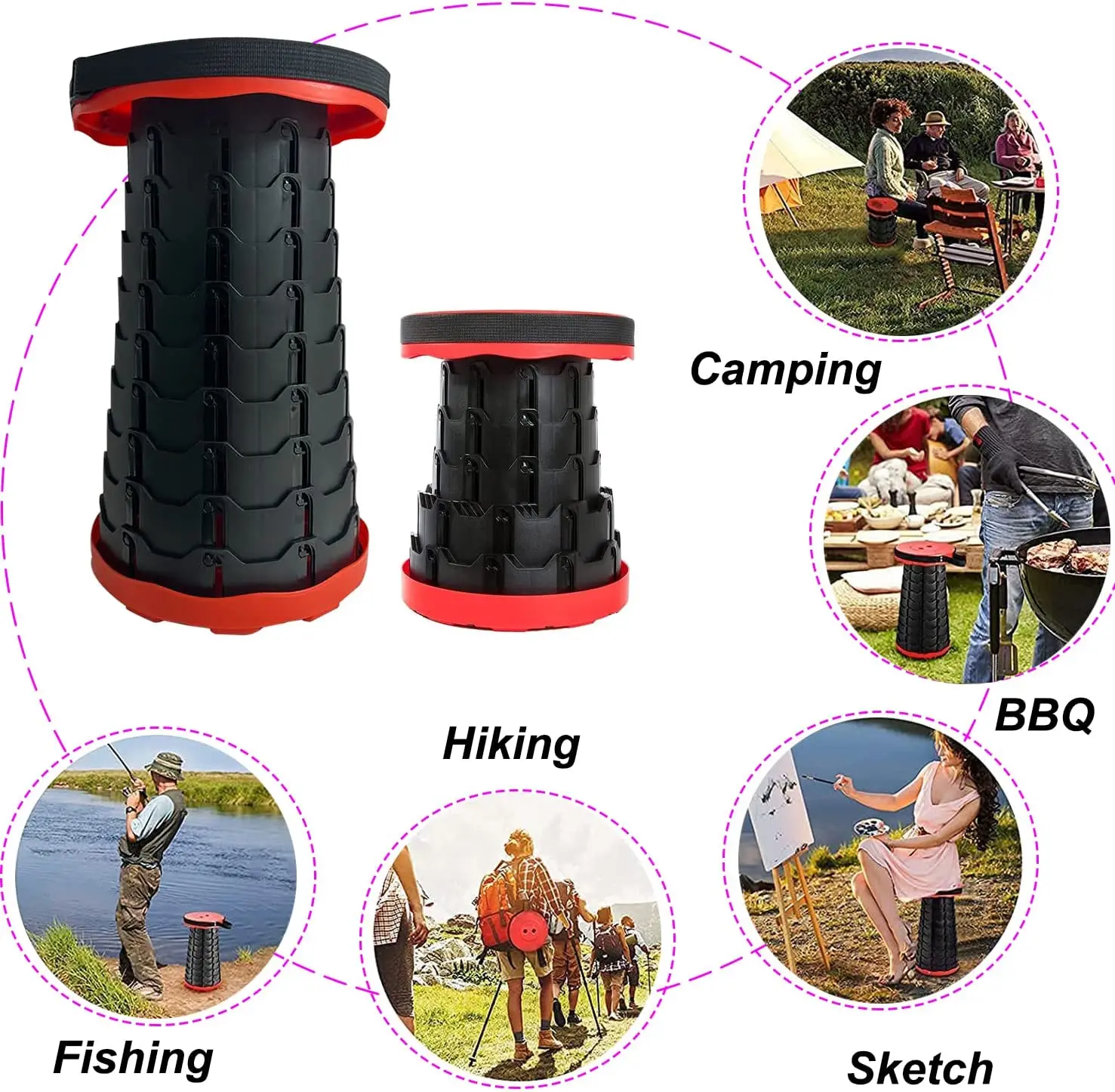 Retractable Folding Stools Portable Camping Lightweight Yet More Sturdy Stool for Fishing Hiking BBQ Parties Outdoor Activities