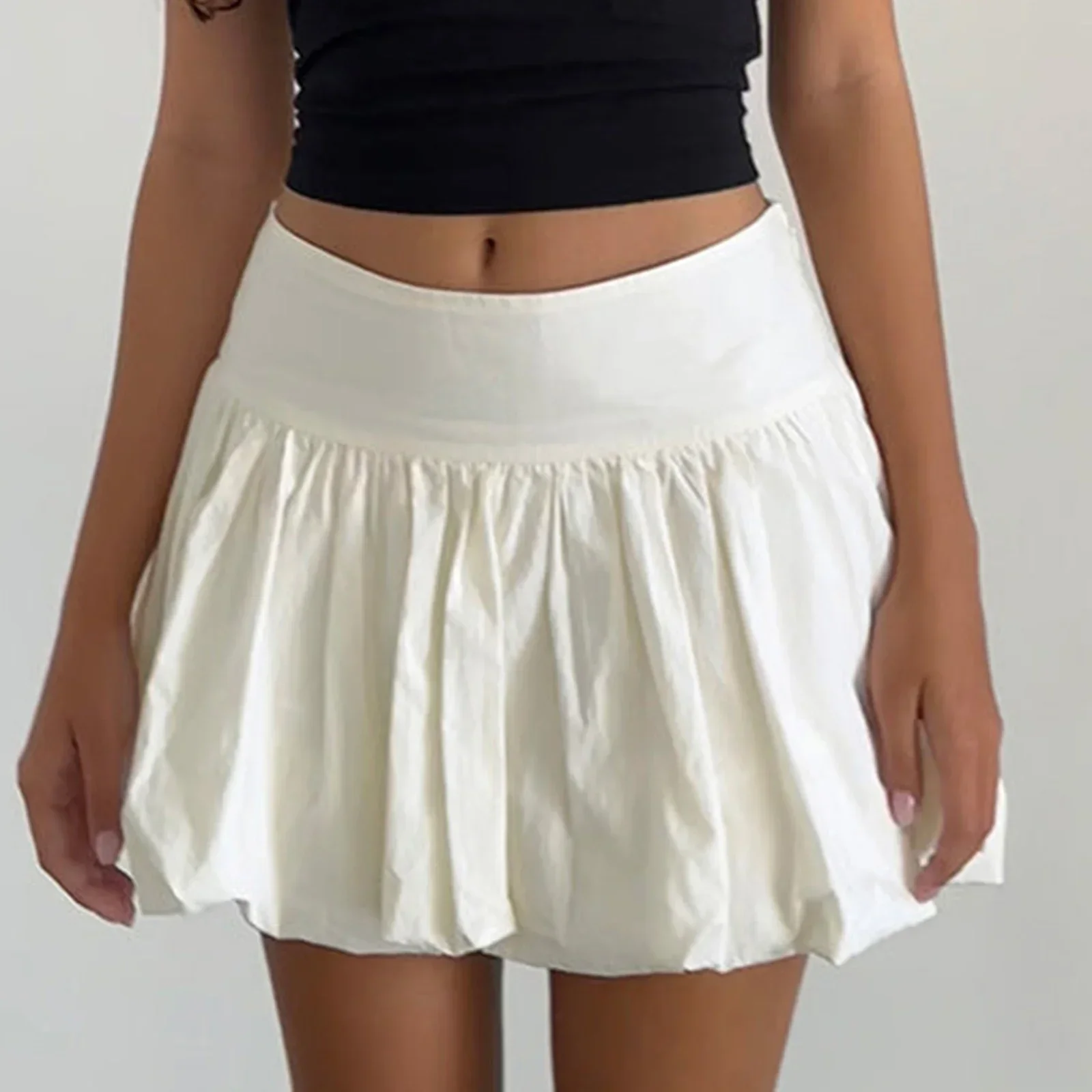 hirigin Bubble Mini Skirts Women y2k Aesthetic A Line Flared Short Skirt Pleated Mini Skirt Puffy Skirt Kawaii Preppy Skirts