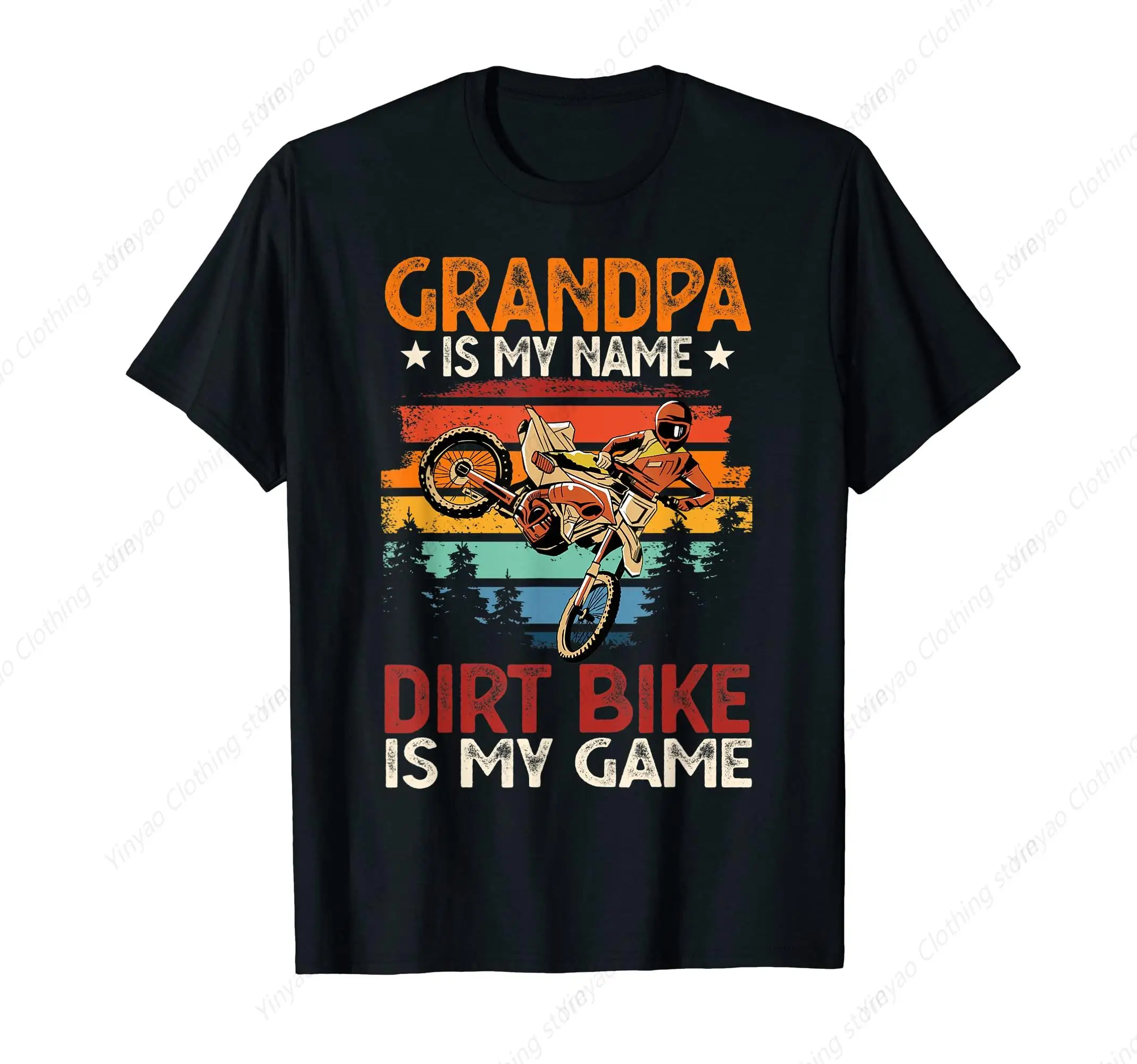 Men's Off-Road Motorcycle Grandpa Is My Name Dirty Printed Men's T-Shirt Bicycle Is My Game Dirty Bicycle T-Shirt Cotton