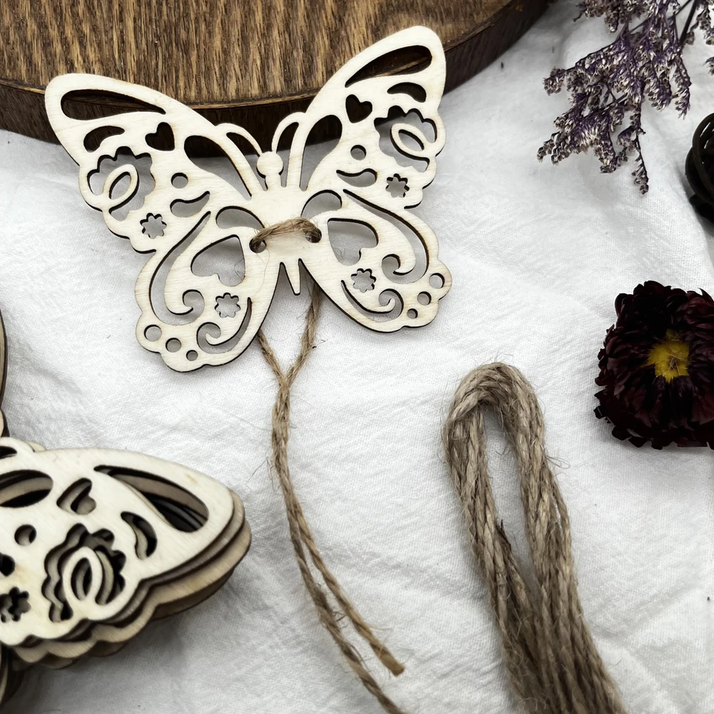 10pcs Hollow Wood Butterfly Embellishment Cutouts Wooden Shape Craft DIY Wedding Home Decor