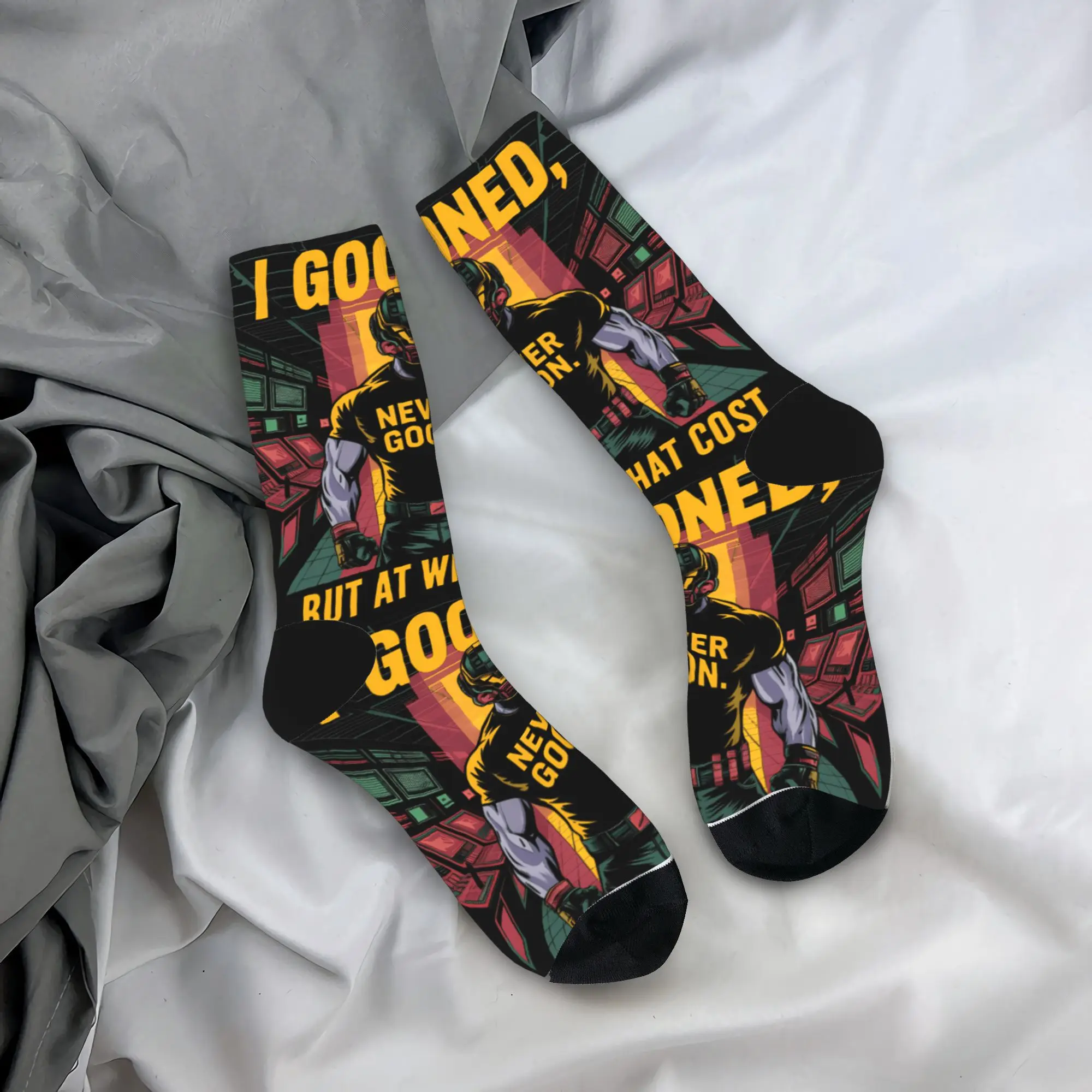 Unisex Men Socks Never Goon  Stockings Spring Funny Comfortable Socks Custom Running Anti Skid Socks