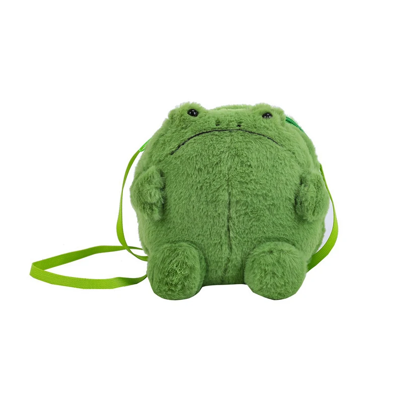 Sac à Bandoulière en Peluche à Motif de Grenouille Verte pour Femme, Sacoche Décontractée, Décoration, Porte-monnaie pour Téléphone