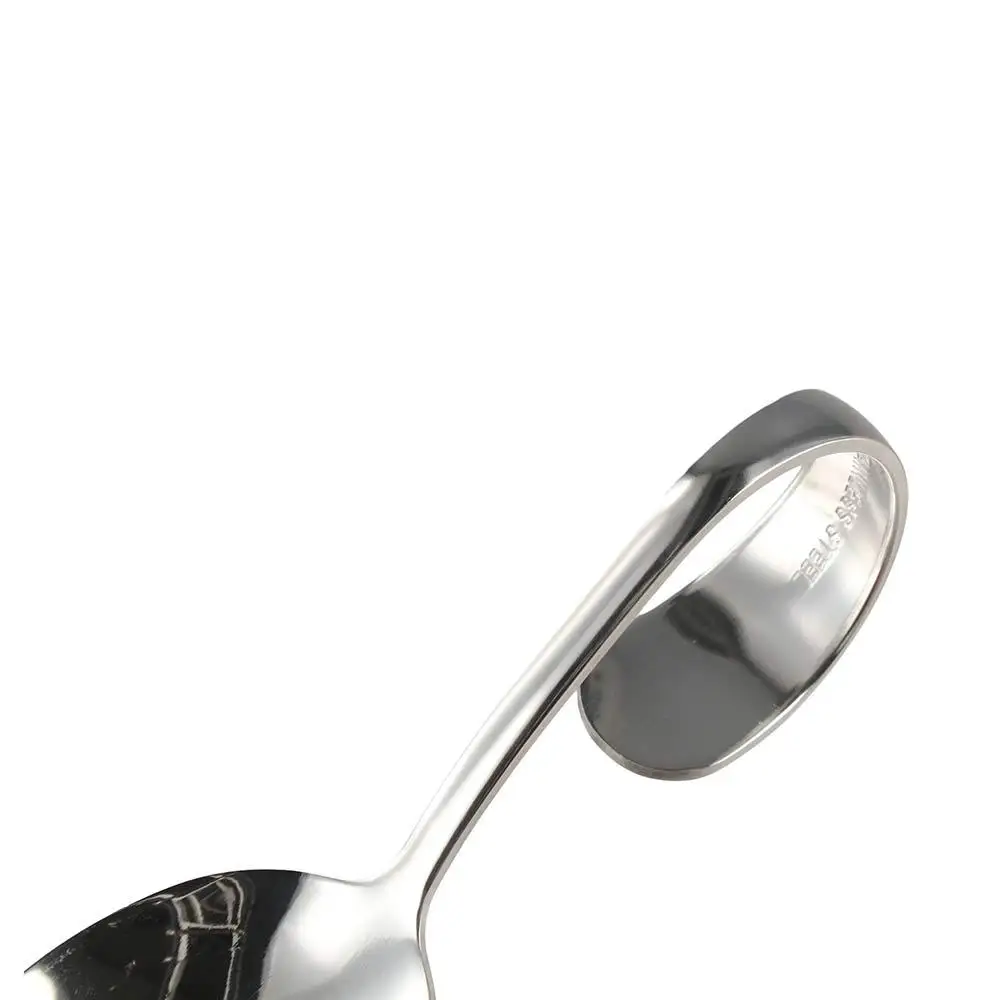 Stainless Steel Curved Handle Spoon Rustproof Portable Serving Spoons Comfortable Grip Safe Arc Soup Spoon Baby