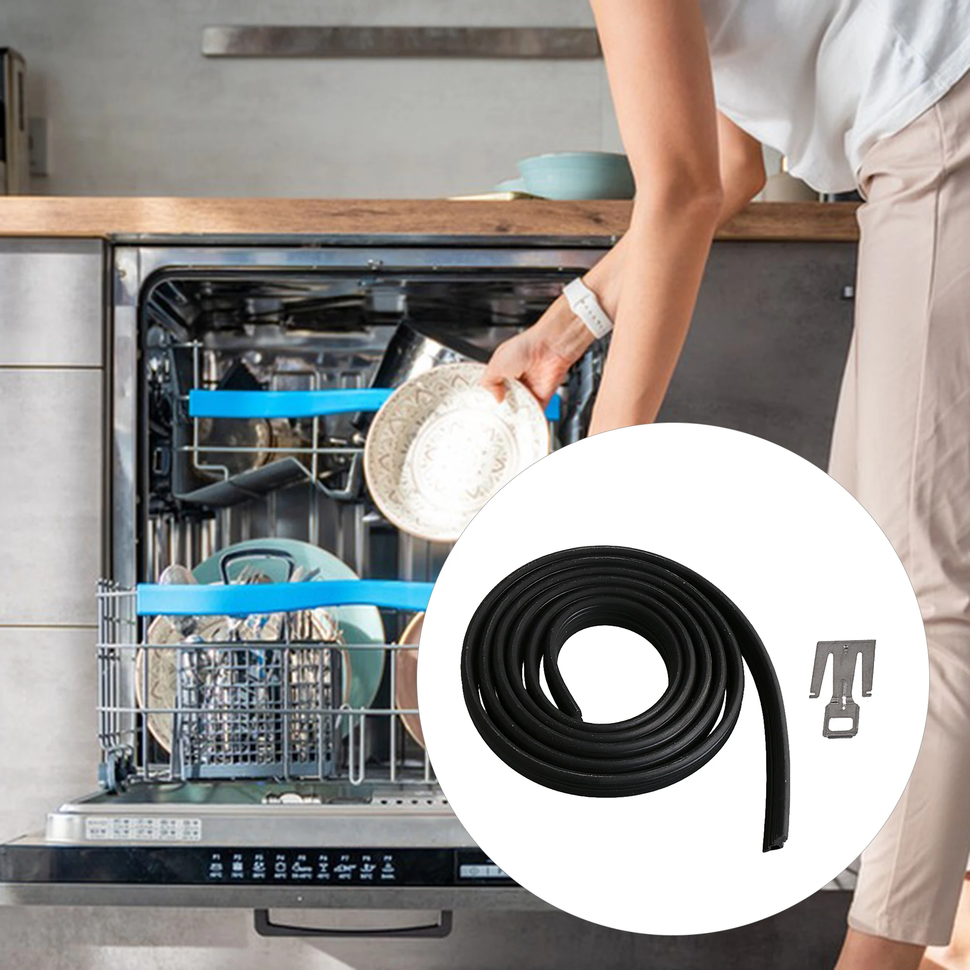 

CNBTR Dishwasher Door Seal 19.68x0.78inch Plastic, Replaces OEM Part 2409202, Leakproof Replacement Gasket Accessory