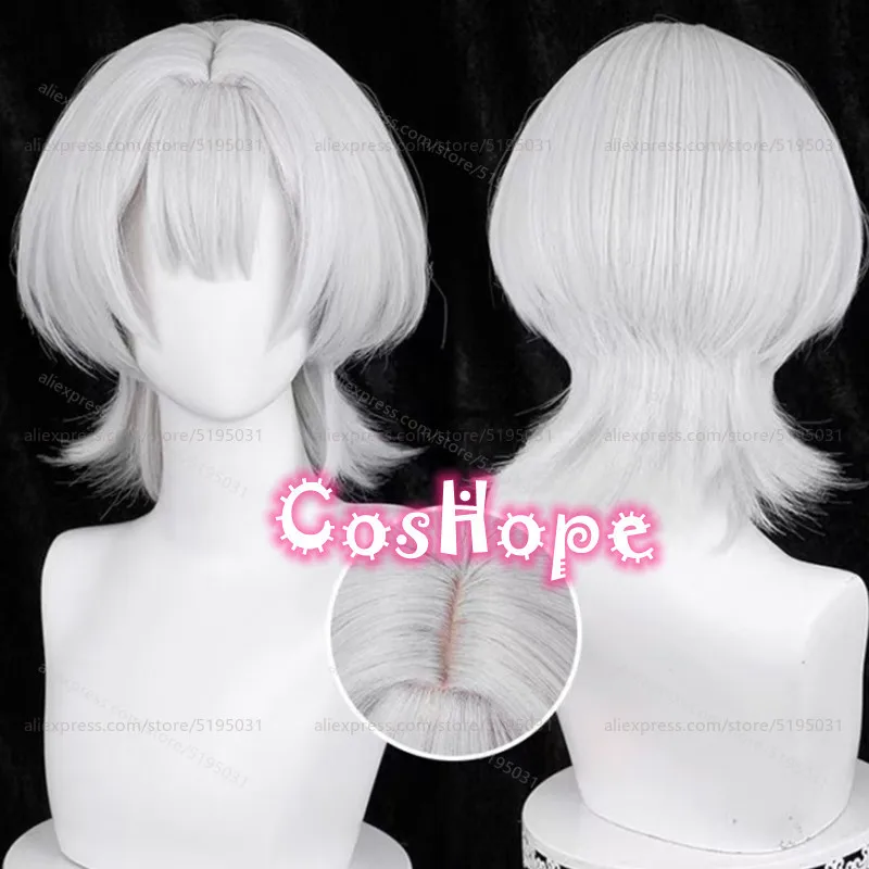 

Rana Kaname Cosplay Wig 35cm Short Silver White Wig Cosplay Anime Cosplay Wigs Heat Resistant Synthetic Wigs