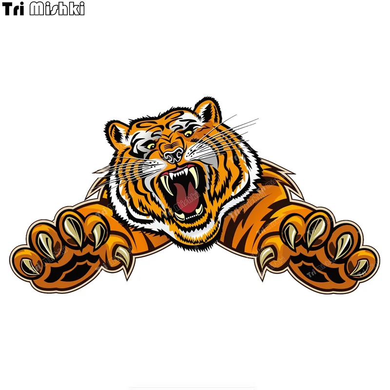 Tri mishki W1206 Jump Tiger Car Sticker PVC Decals Motorcycle Accessories Sticker on Car Truck Bumper Laptop Fridge Wall