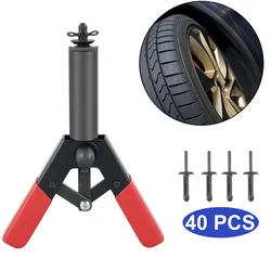 Conjunto de pistola de rebite de plástico multifuncional poli conjunto rápido para fixação de painéis de porta e guarnição automotiva 40 peças rebites pom