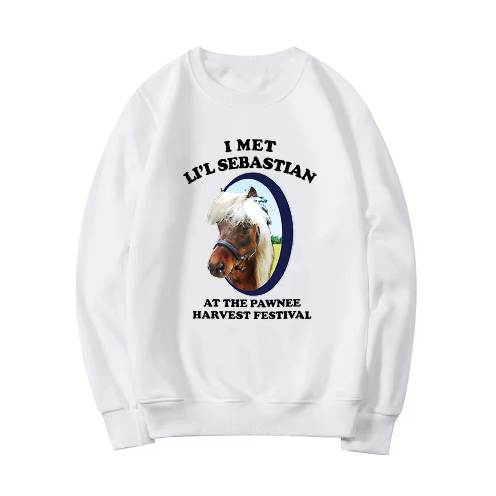 سترة I Met Lil Sebastian سترة Pawnee Harvest Festival التلفزيون والحدائق والترفيهية للجنسين بغطاء للرأس برسومات مضحكة #2