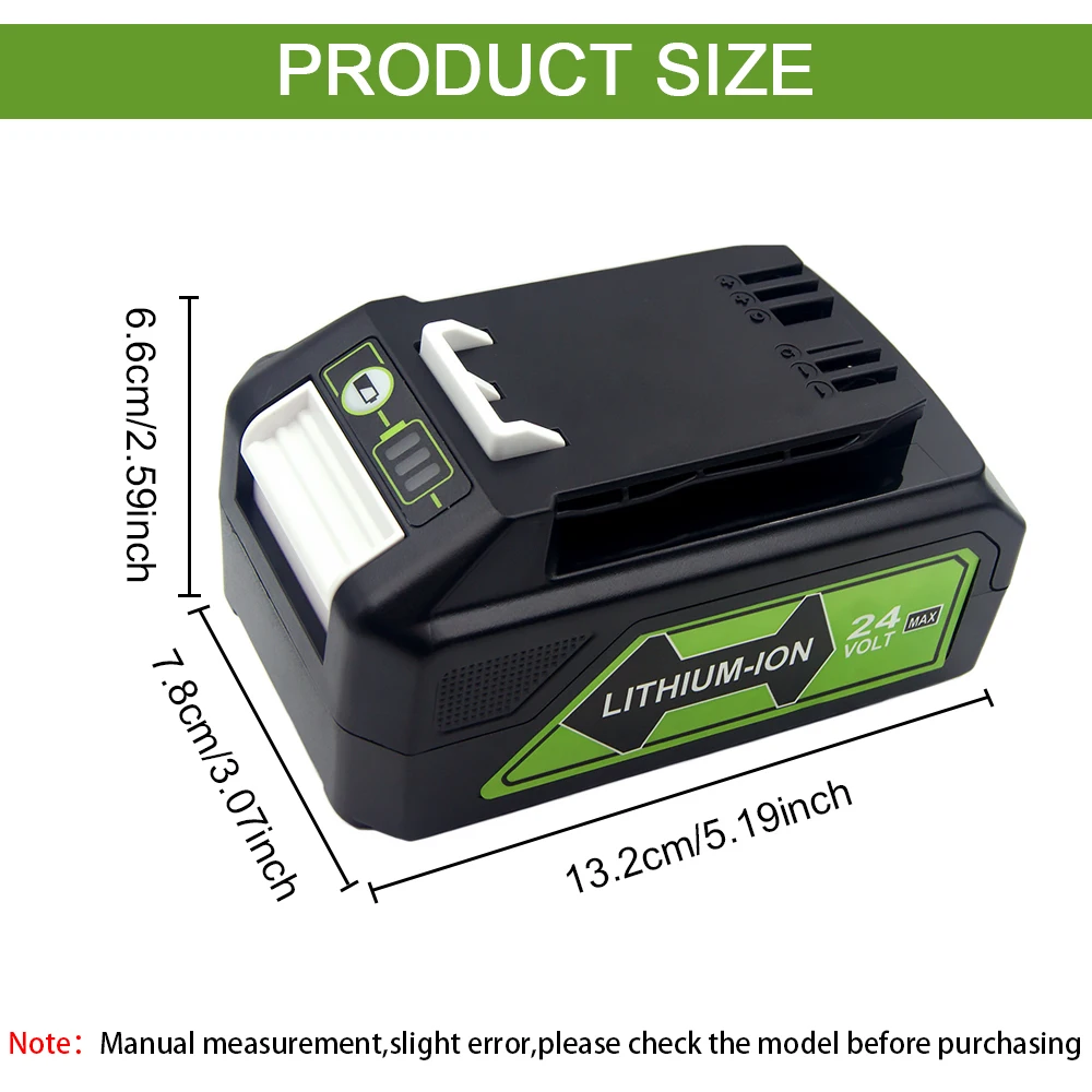 24V 8.0/4.0Ah Lithium-ion Replacement Battery G24B2 for Greenworks ALL devices of 24V tools 29842 29852 BAG708 29322 21342