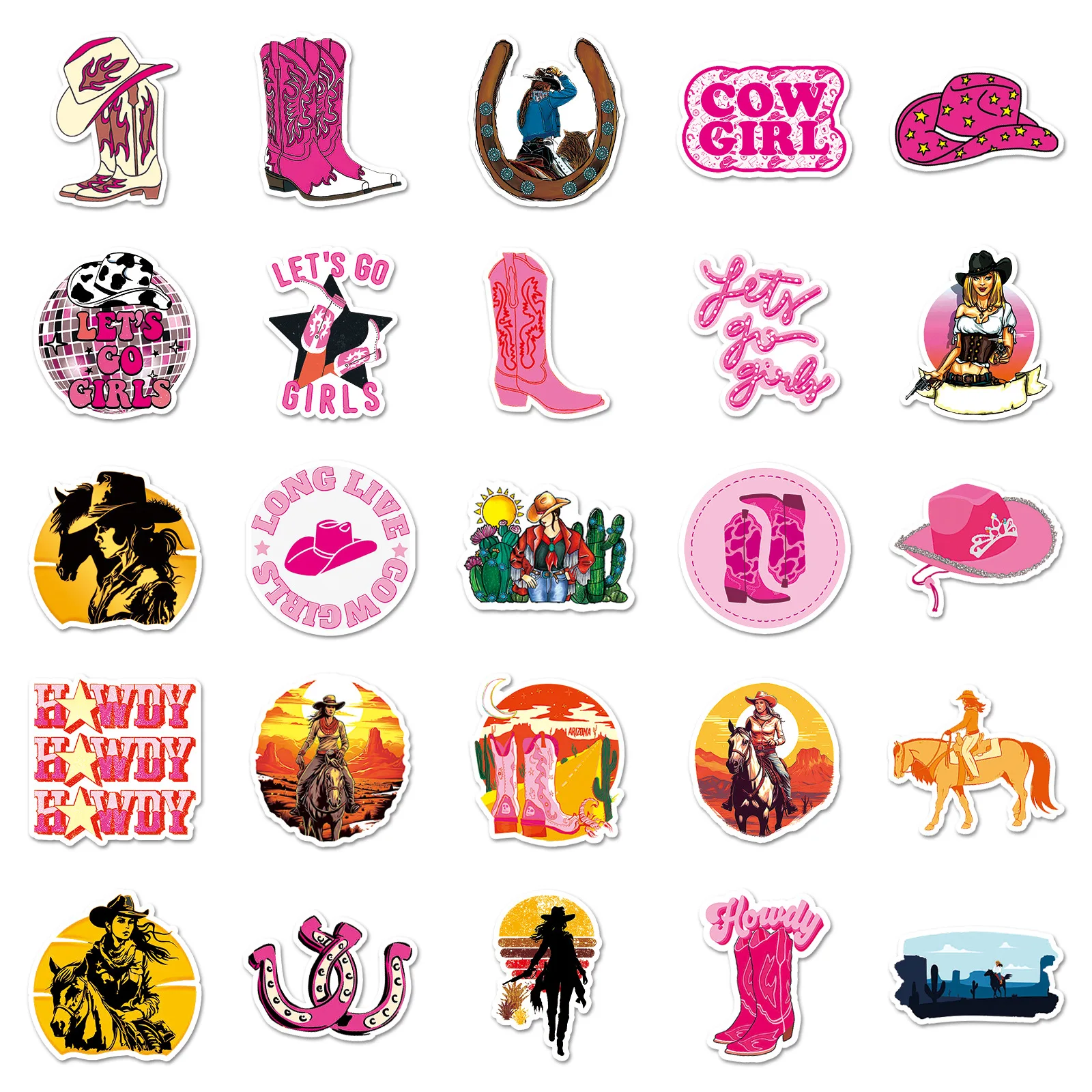 50Pcs Cowgirl Series Graffiti Stickers adatto per caschi per Laptop decorazione Desktop adesivi fai da te giocattoli all'ingrosso