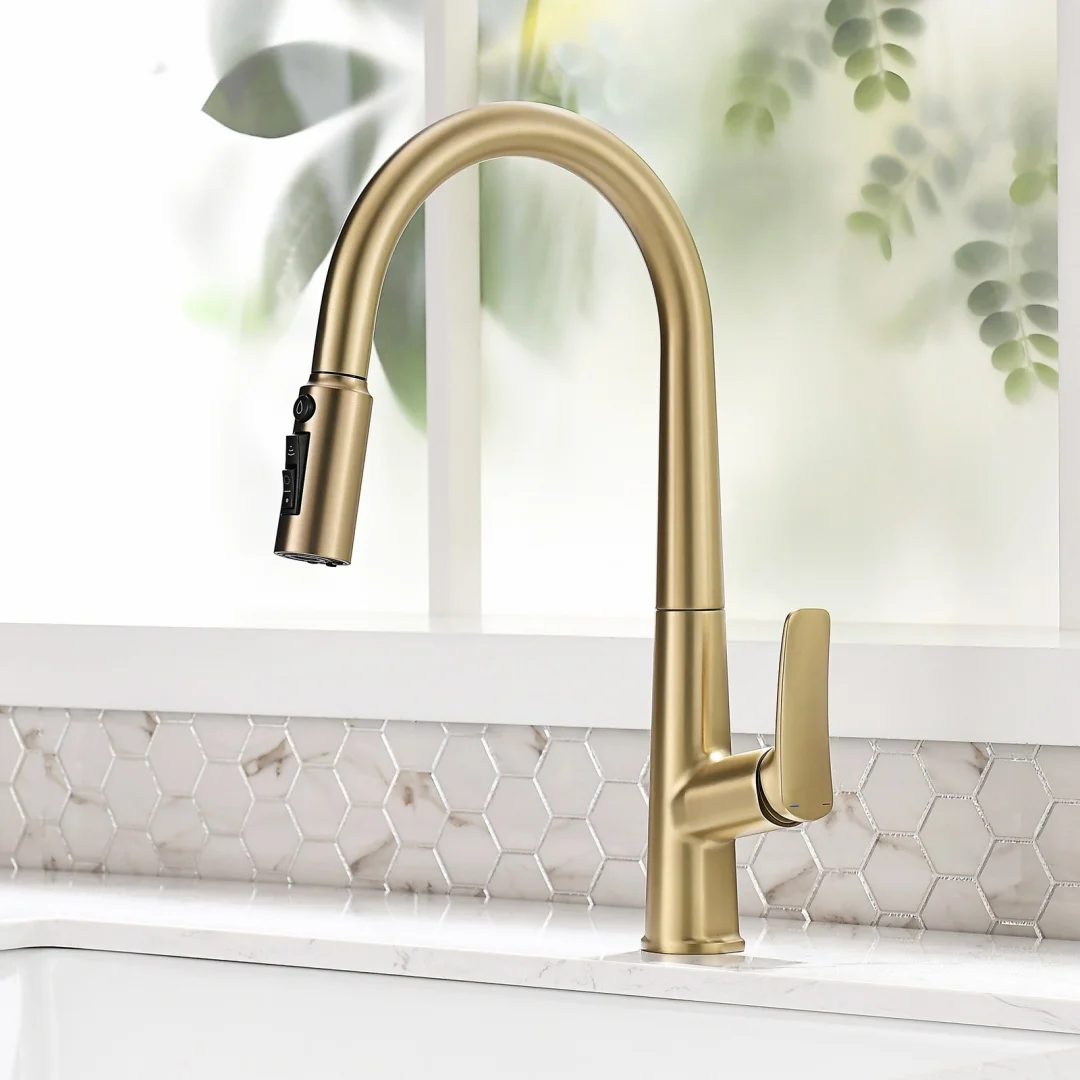 Brushed Gold Pull Out Kitchen Faucet Grey Pull Out Sink Faucet Mixer Tap Black Kitchen mixer taps Grey Pull Out Kitchen Tap