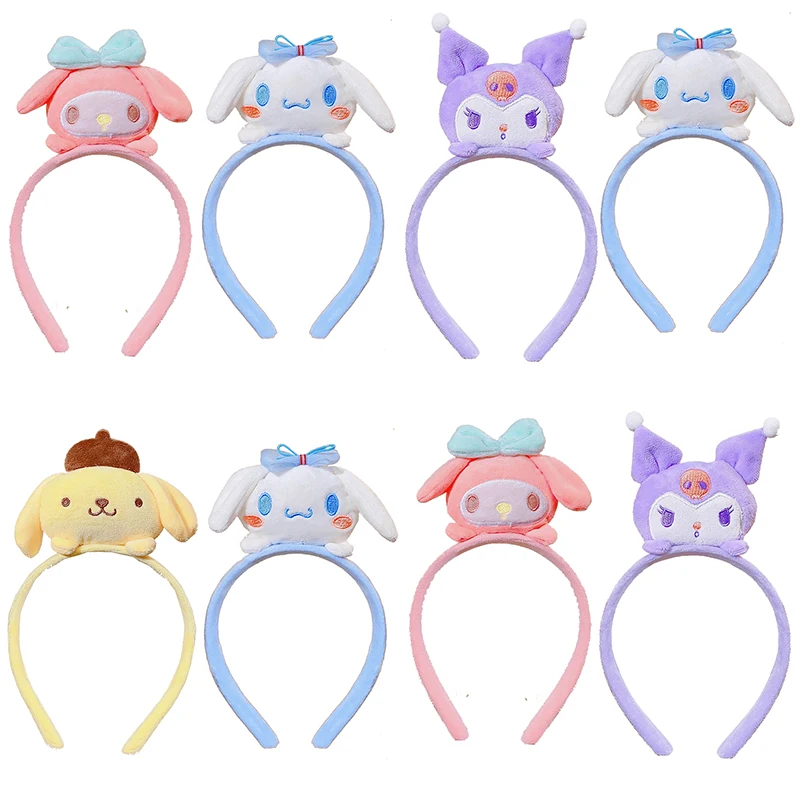 Cute Sanrio Hello Kitty Ears Headbands For Women Cinnamoroll Kuromi Hairbands Girl My Melody Hair Accessories Kids Birthday Gift