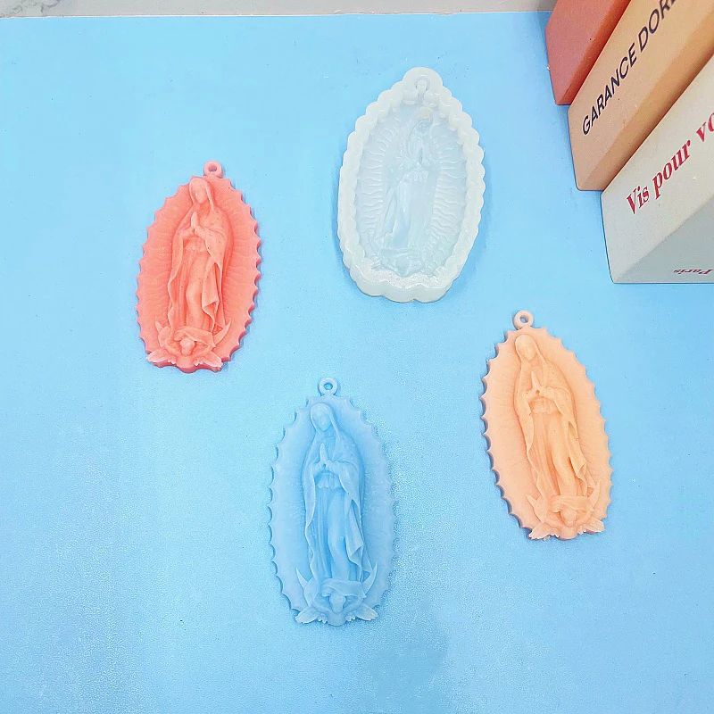 ثلاثية الأبعاد مريم العذراء شكل سيليكون شمعة قوالب النحت تمثال DIY بها بنفسك اليدوية المفاتيح قلادة الراتنج صنع الصابون صب رائحة الجبس #4