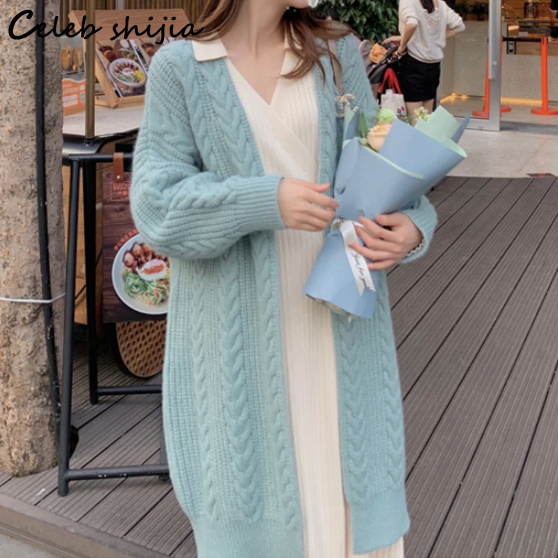 

Pink Kimono Cardigan Women Knitted Clothing Autumn Winter 2022 Twist Oversized Long Sweater Coat Woman Wool Cardigan Korean