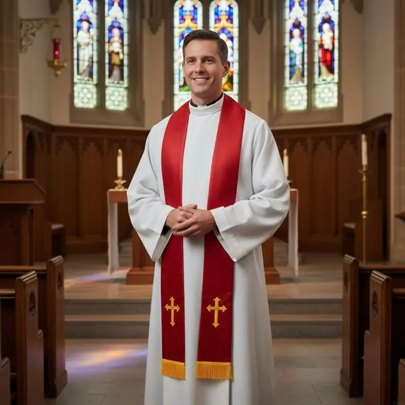 Estola clero doble comunión cristiana, chal iglesia para pastores, sacerdotes, evento comunión para