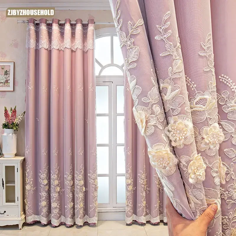 

New Curtains for Living Dining Room Bedroom Cloth and Yarn Blackout Tulle Bay Window for Married Home Double Open