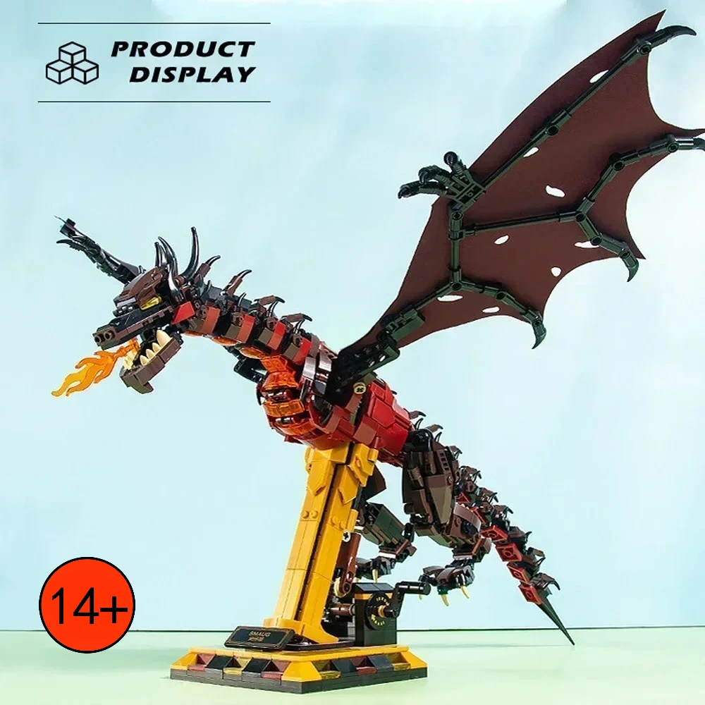 Serie de películas de la Tierra Media, modelo de dragón Drogon y Smaug, bloques de construcción, conjuntos de ladrillos móviles para ensamblar, regalos de Navidad para decoración de habitaciones