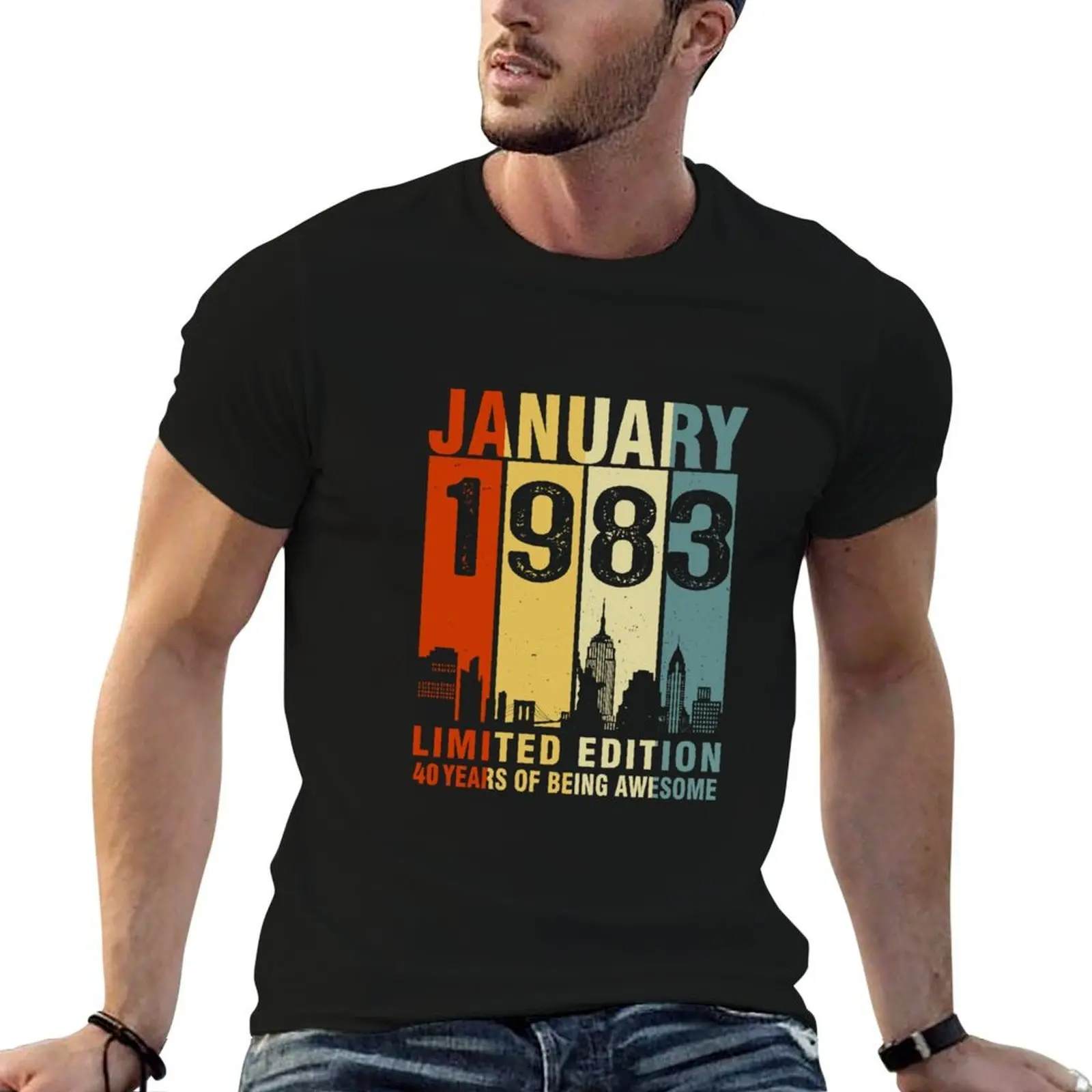 

January 1983 Limited Edition 40 Years Of Being Awesome T-Shirt man t shirts high quality luxury brand T-Shirt
