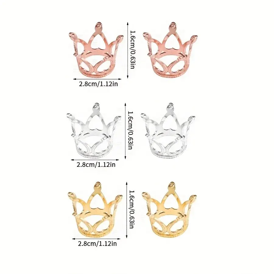 10 unids/bolsa Mini corona hueca cuentas con agujeros de Color dorado/plateado para anillos fabricación de joyería DIY accesorios artesanales hechos