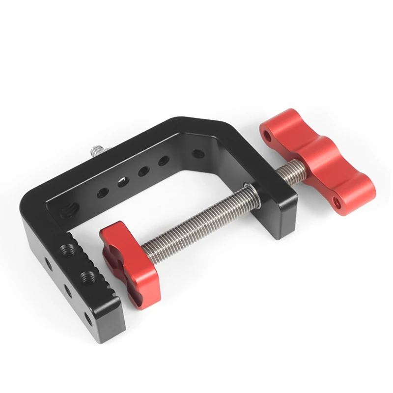 C Tipo Strong Clamp Mount Stand, Buraco do parafuso para a Câmera Fotografia, Vídeo Luz de preenchimento, Desktop Bracket, 1/4, 3/8