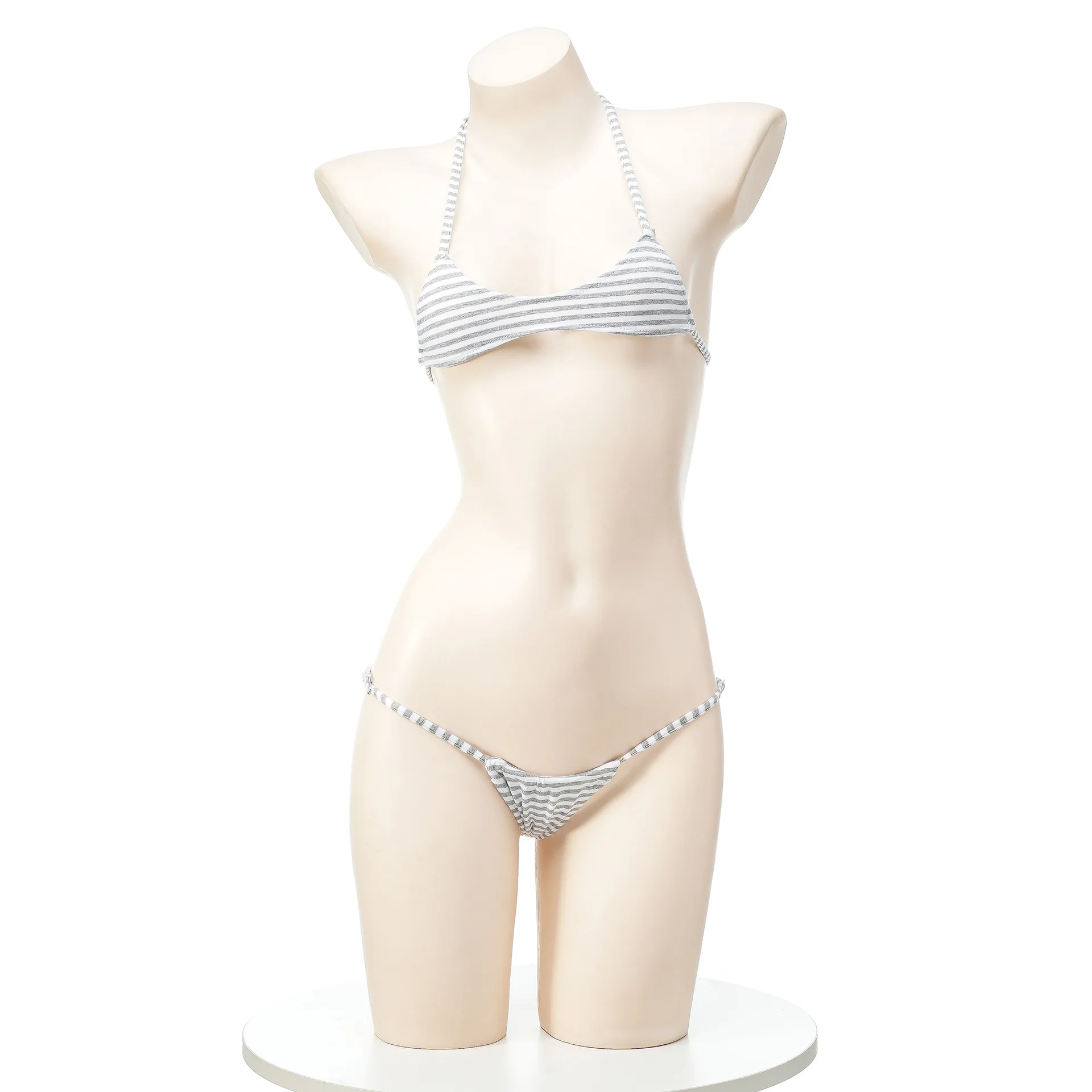 Maillot de bain à rayures pour femmes, costume de femme de chambre, sous-vêtements mignons, vêtements de cosplay, maillot de bain japonais, tenue de jeu de rôle, anime, fille, fête à la piscine