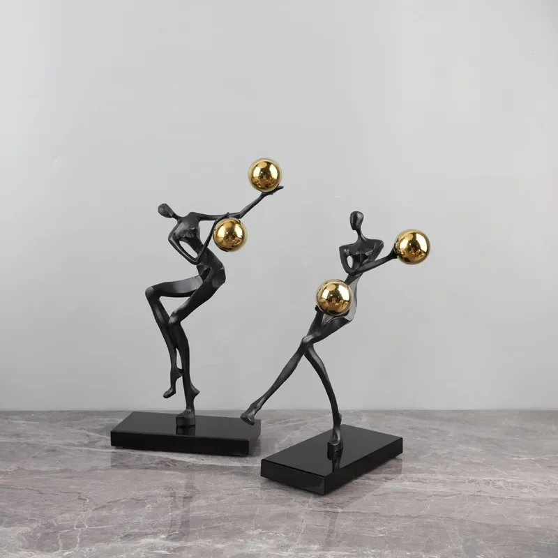 Creative Abstract Art Figure Sculptures, Acrobatics, Metal Crystal Balls, Desktop Decorative Ornaments, Home Decoration Crafts