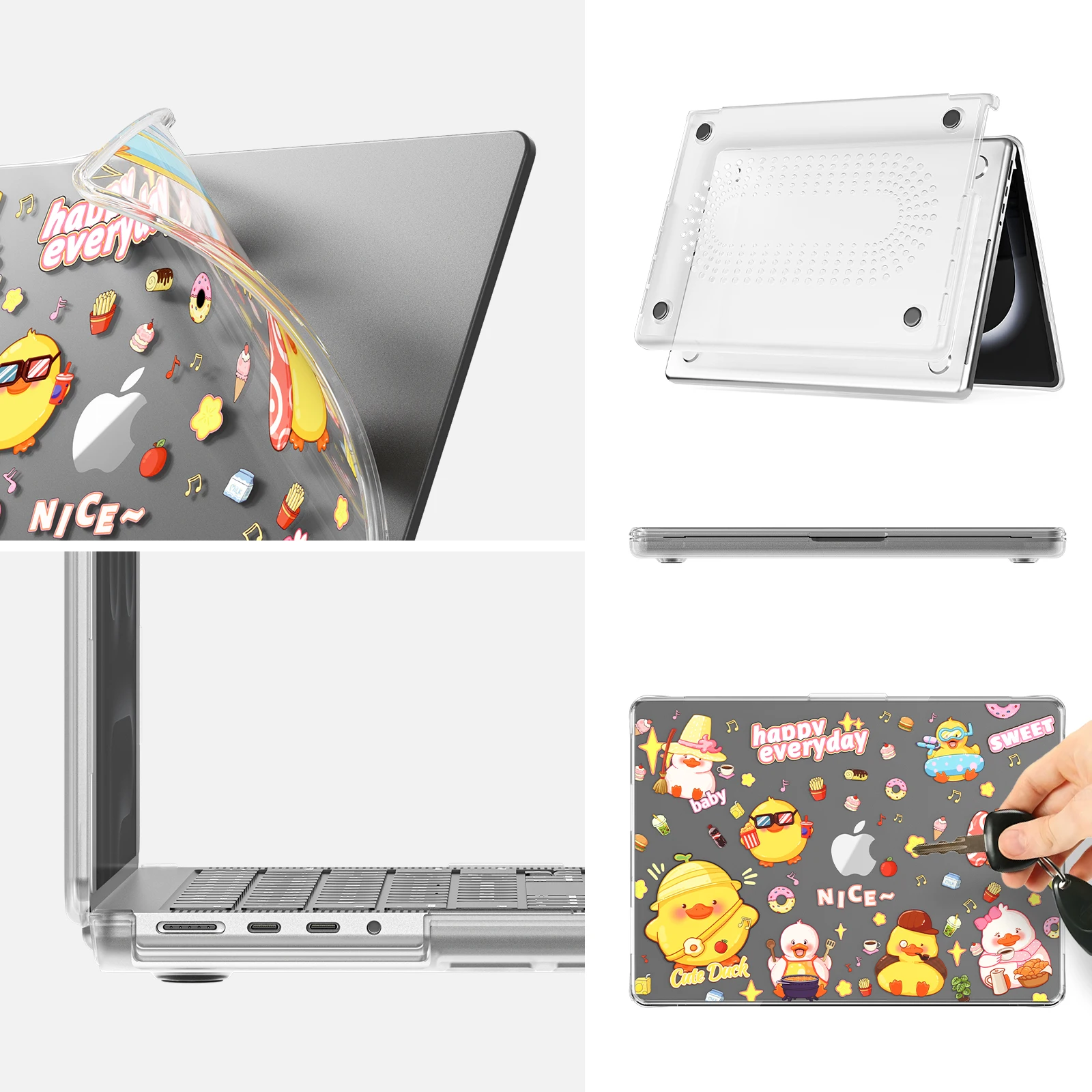 EGYAL Soft Case for MacBook Air 13.6 A2681 A3113 A3240 Case for Air 13.6 M4 M3 M2 Soft Edge Transparent Cute Duck