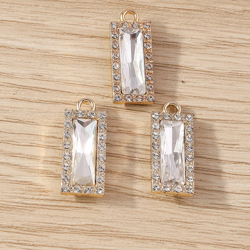 Tusember 10 Stück 9*22mm Charms Kristall-Edelstein Rechteckige Anhänger für DIY Handgemachte Hängeohrringe Halsketten Zubehör – Detail 6