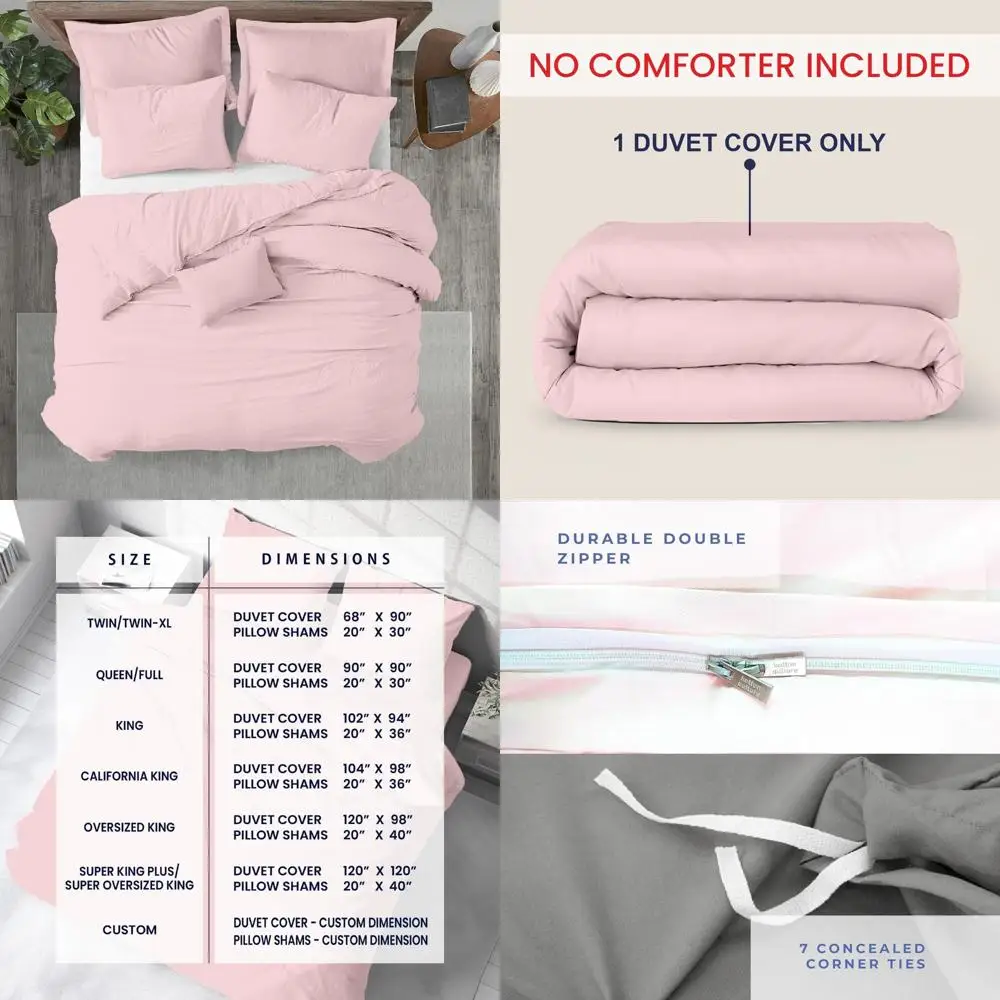 

100% Egyptian Cotton Oversized King Duvet Cover - 600 Thread Count, Zipper Closure, Comforter Cover with Corner Ties