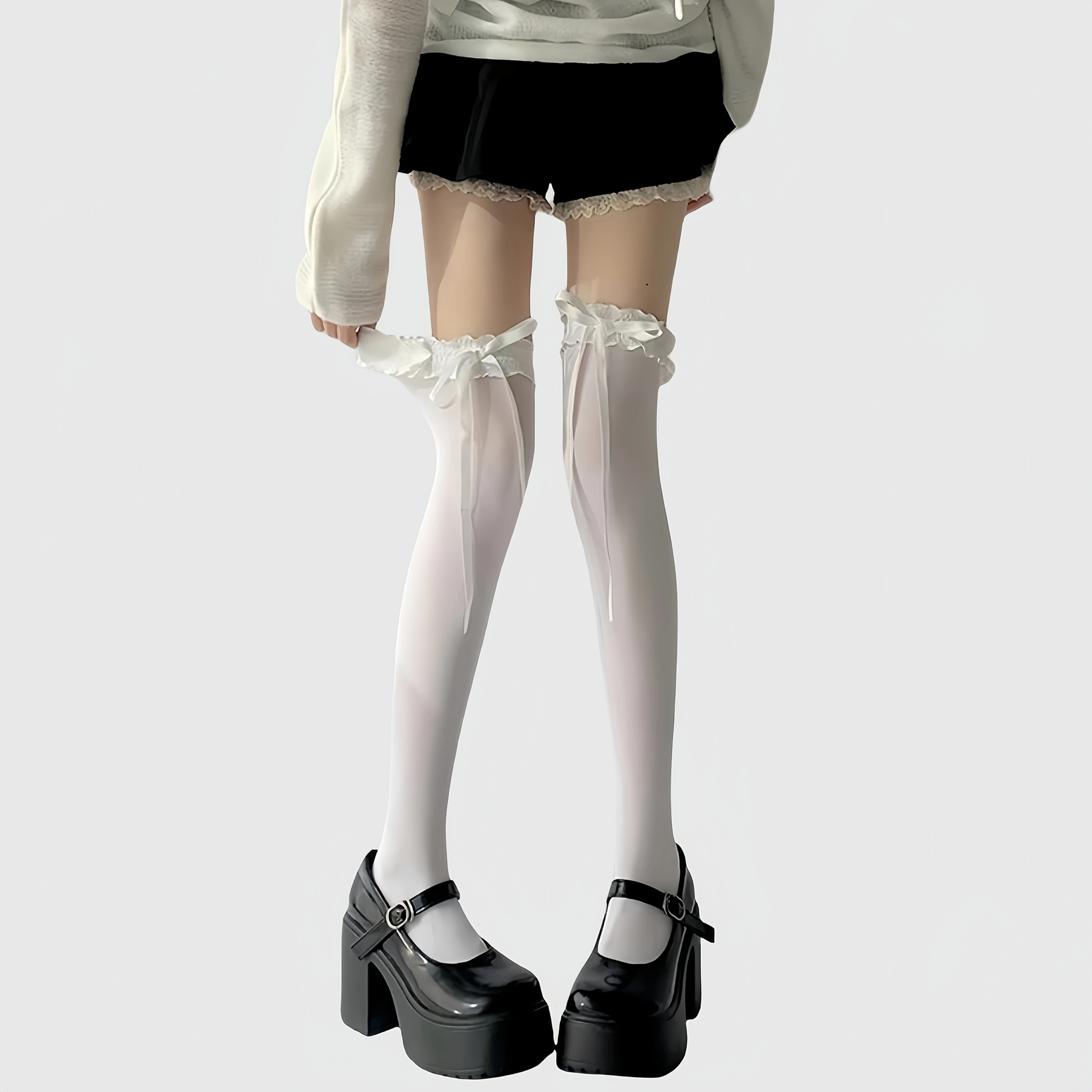 Lace leg socks, lace Fried Dough Twists pile socks, knee length stockings, knee length stockings